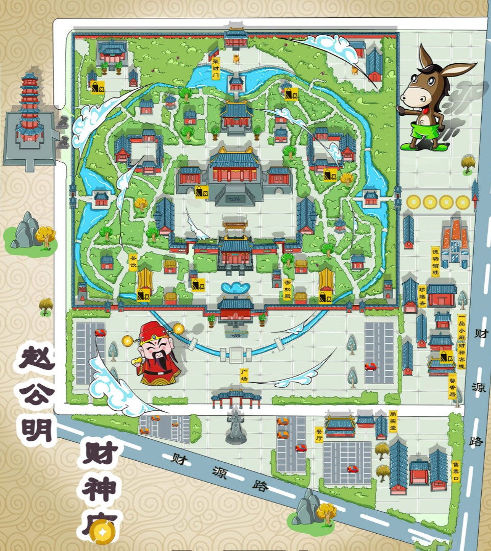 理塘寺庙类手绘地图